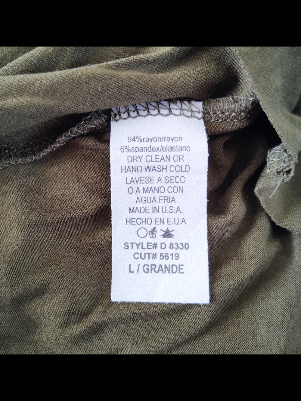 Dulce Carola Twist-Front Olive Green Dress with Spaghetti Straps Size L - Picture 7 of 7